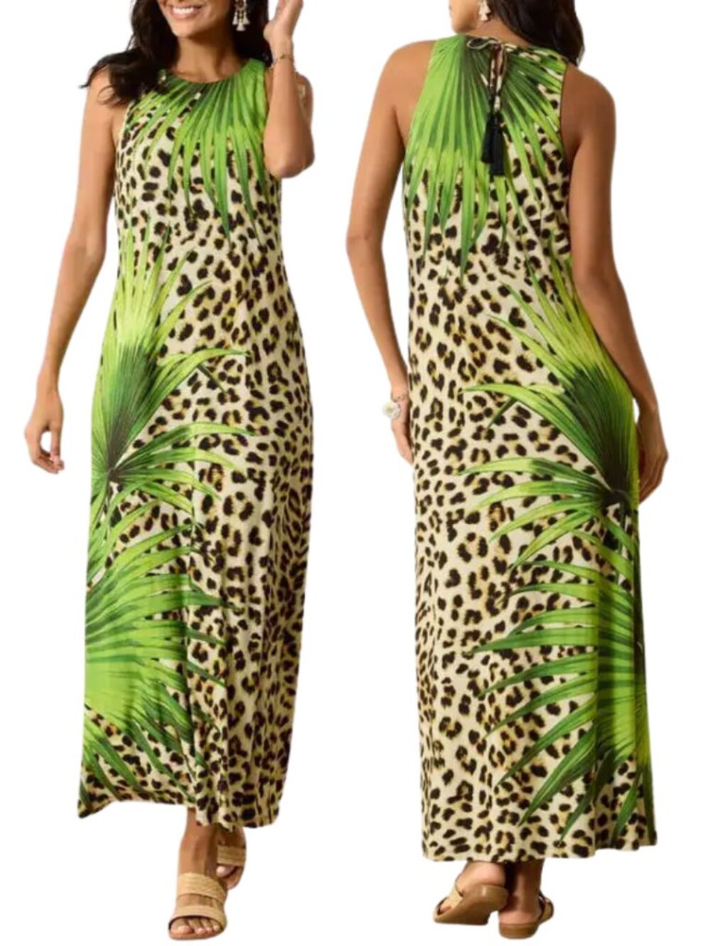 Tommy Bahama Jasmina Portico Palms Maxi Dress Women's Medium Leopard Beach NWT